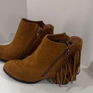 Cityclassified Brown Suede Fringe Booties